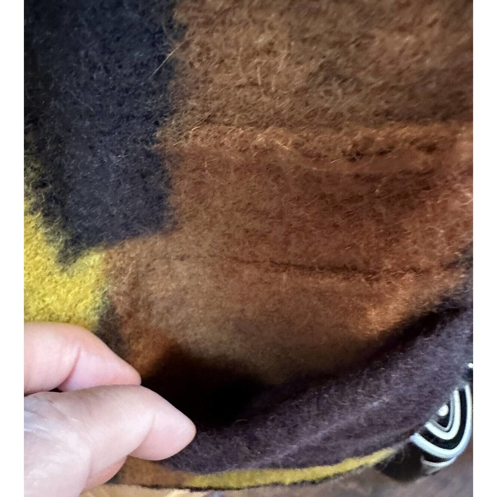 V278, INSIGHT Women’s FELTED Brown Yellow Red WOOL Blend Cardigan Size 12 - Picture 5 of 11